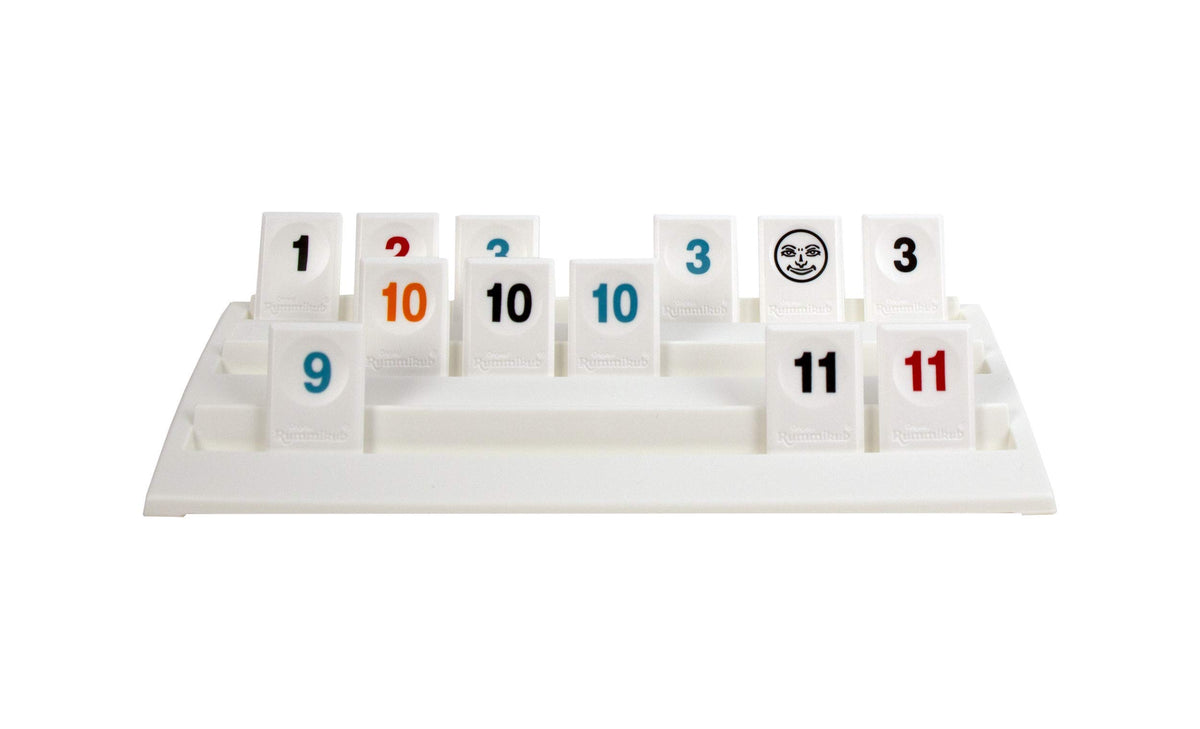 Pressman Rummikub canvas storage bag keeps components secure for travel.