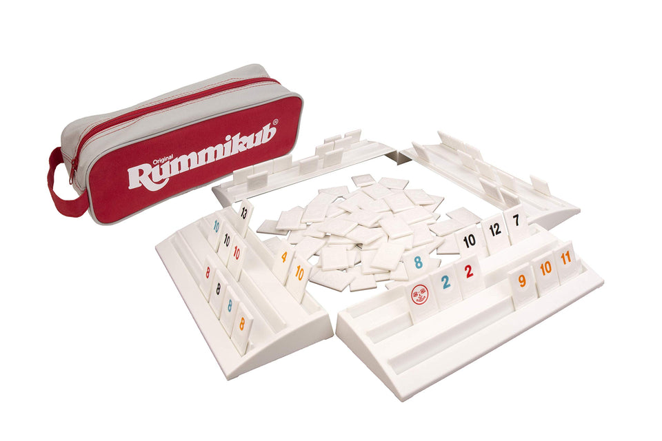 Pressman Rummikub full-size racks enable quick setup and tidy tile play.