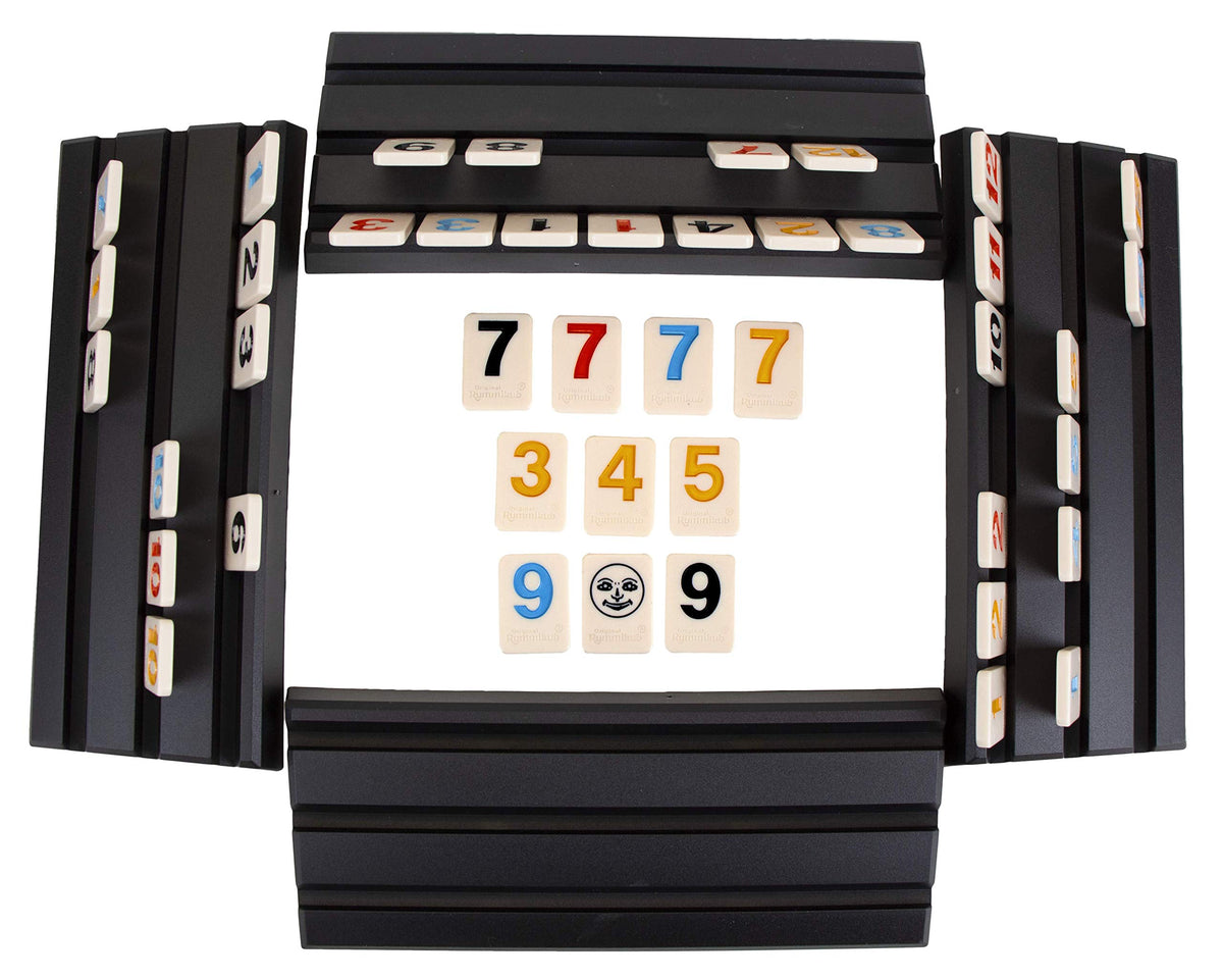 Pressman Rummikub large numbers blue joker tile enables flexible plays.