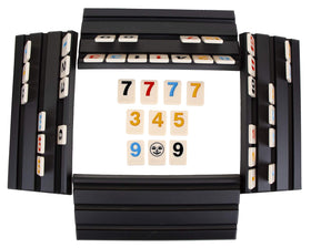 Pressman Rummikub large numbers blue joker tile enables flexible plays.