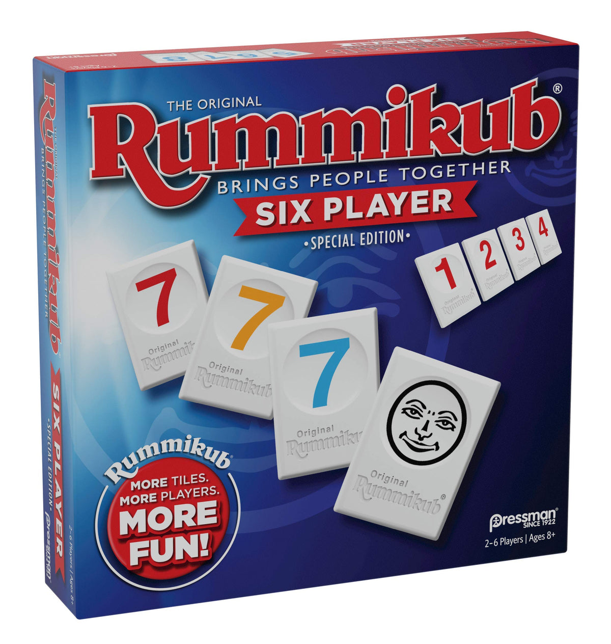 Pressman Rummikub Six-Player edition players around table capture social fun and competition.