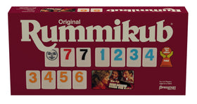 Pressman Rummikub tiles with bright inset numbers for easy viewing during play.