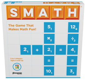 Pressman Smath game board with equation tiles for family math fun.