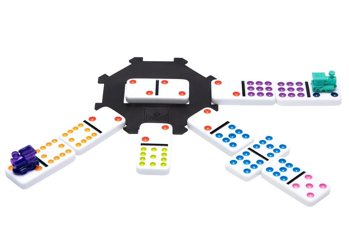 Pressman train markers in multi-color aiding turn tracking during play.