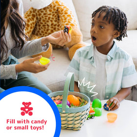 PREXTEX children-friendly Easter eggs ideal for safe stuffing at hunts.