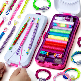 Pretty Me friendship bracelet kit case showing organized tools for easy crafting