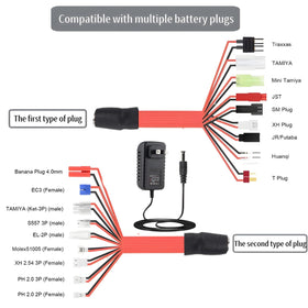 Prettyia charger accepts universal 100–240V input for home or travel use.