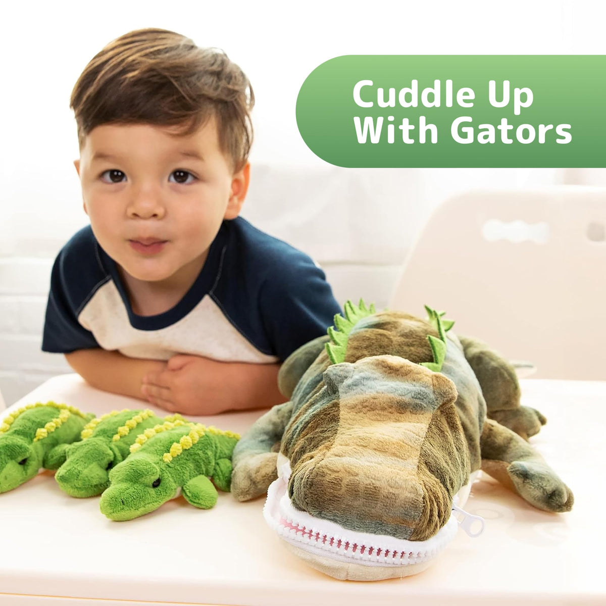 PREXTEX alligator toy with babies inside, convenient zipper storage for on-the-go play.