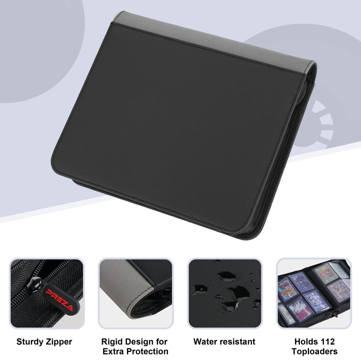 PREZA Pokemon, Yu-Gi-Oh, and sports cards storage offers universal compatibility.