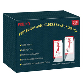 Prilino 600ct semi-rigid card holders front view highlights clear protection for graded cards