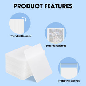 Prilino semi-transparent protectors closeup for quick card visibility during shipping.