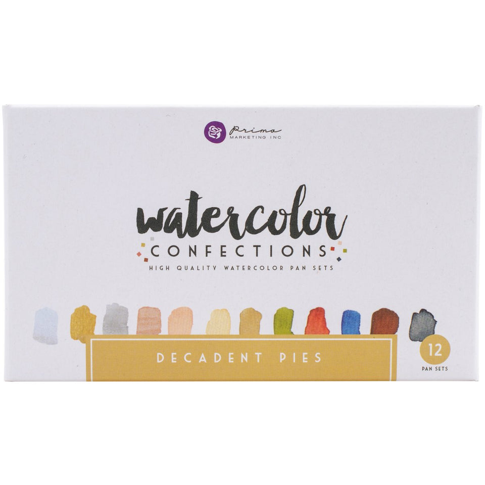 Prima Marketing Watercolor Confections Decadent Pies image 1 showcases scrapbooking-friendly pie motifs