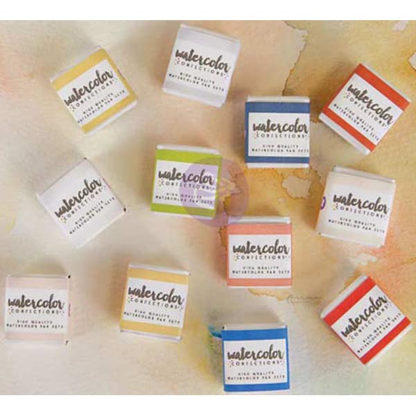 Prima Marketing Watercolor Confections Decadent Pies image 2 highlights versatile decor and mixed-media uses