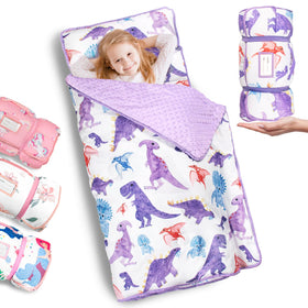 PRIMLECT dinosaur nap mat roll-up for easy transport and daycare use.