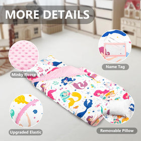 PRIMLECT Mermaid nap mat has a convenient roll-up handle and name tag.