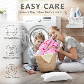 Primlect nap mat being washed on cold cycle for easy cleaning