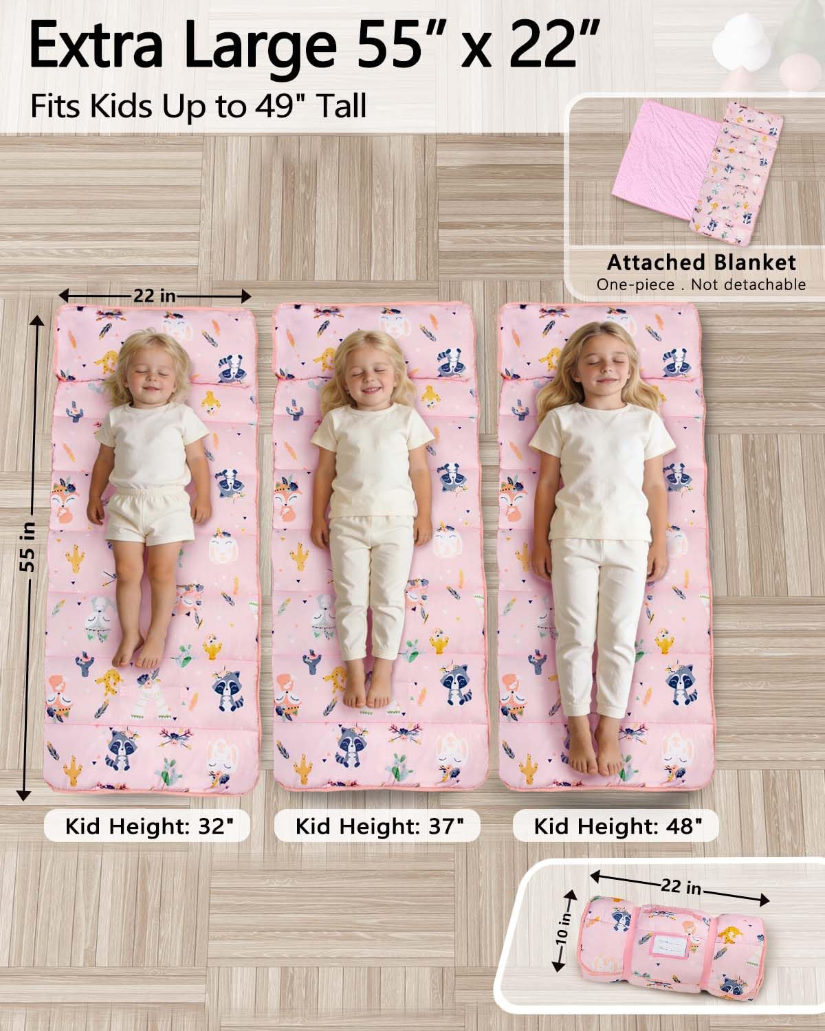 PRIMLECT nap mat with minky dot lining and detachable pillow for cozy rest.