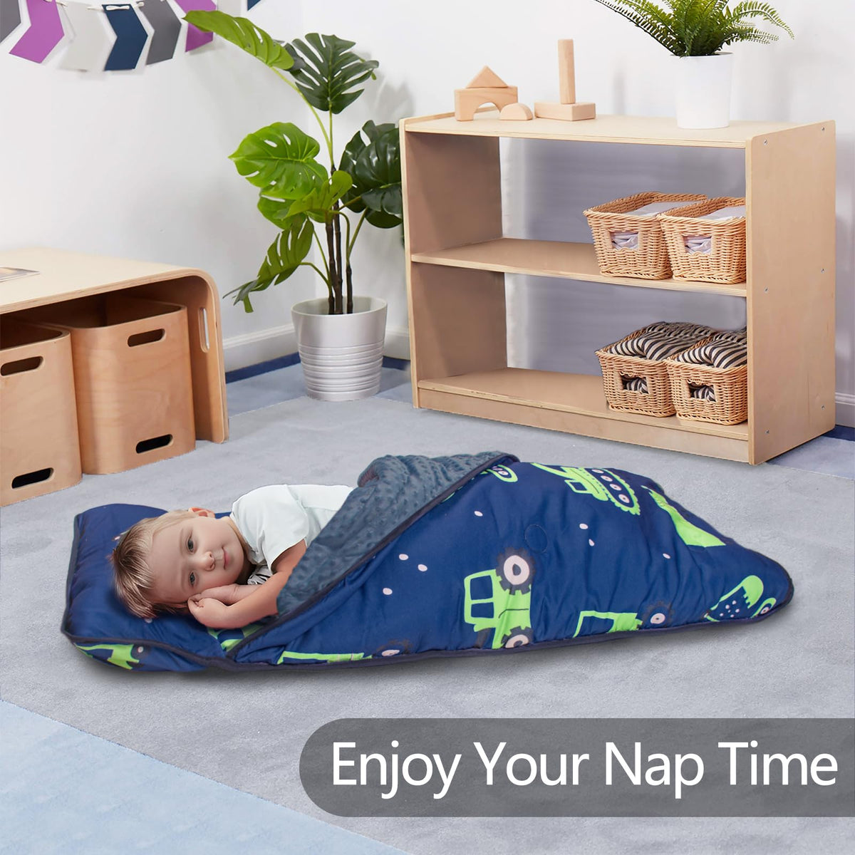 PRIMLECT nap mat with soft minky dot lining for cozy rest.