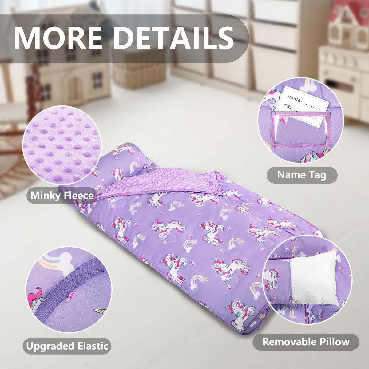 PRIMLECT nap mat with name tag helps organization