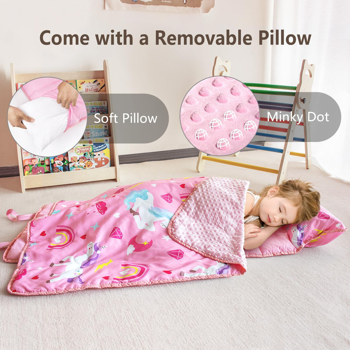 Primlect nap mat featuring a sturdy portable handle for easy carrying