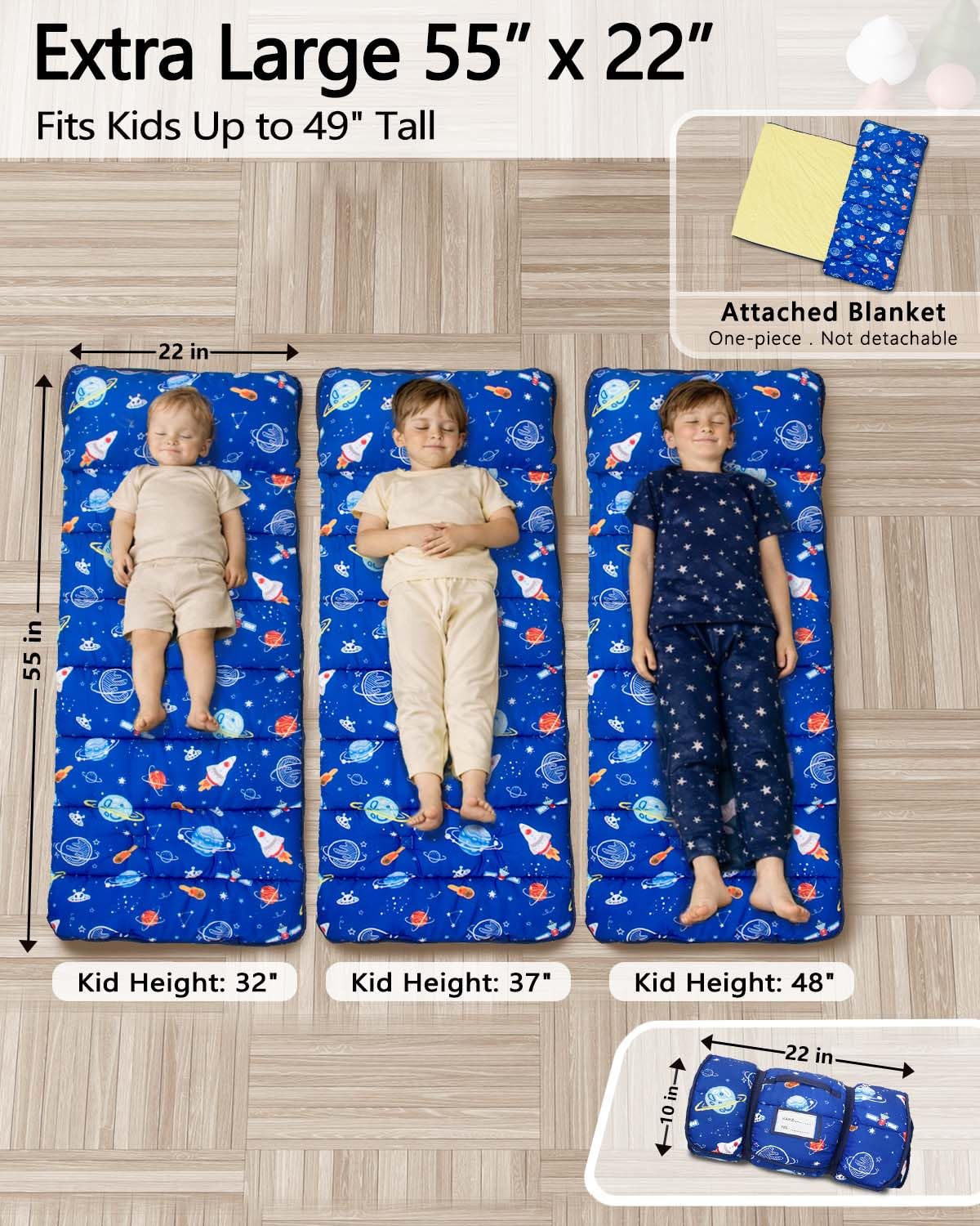 PRIMLECT nap mat removable pillow detail showing 4.5-inch thickness for customizable comfort