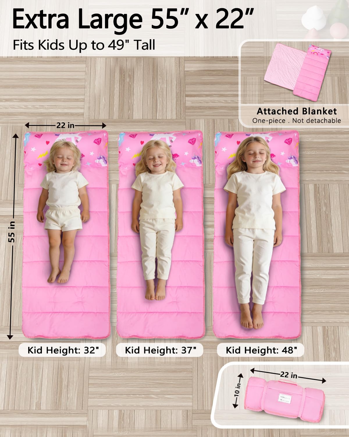 Primlect nap mat rolled up compactly for travel and storage