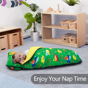 Primlect nap mat roll-up design with handle makes transport easy.