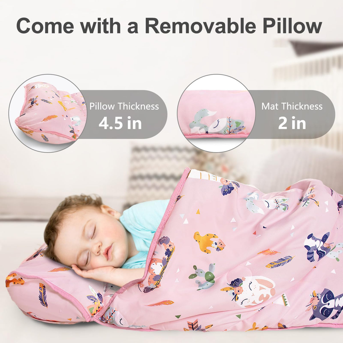 PRIMLECT roll-up nap mat with durable elastic and handy carry handle.