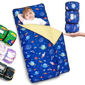 PRIMLECT thickened toddler nap mat with minky dot lining for soft, cozy naps