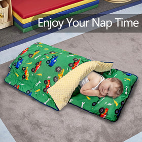 PRIMLECT nap mat with minky dot lining for premium comfort.