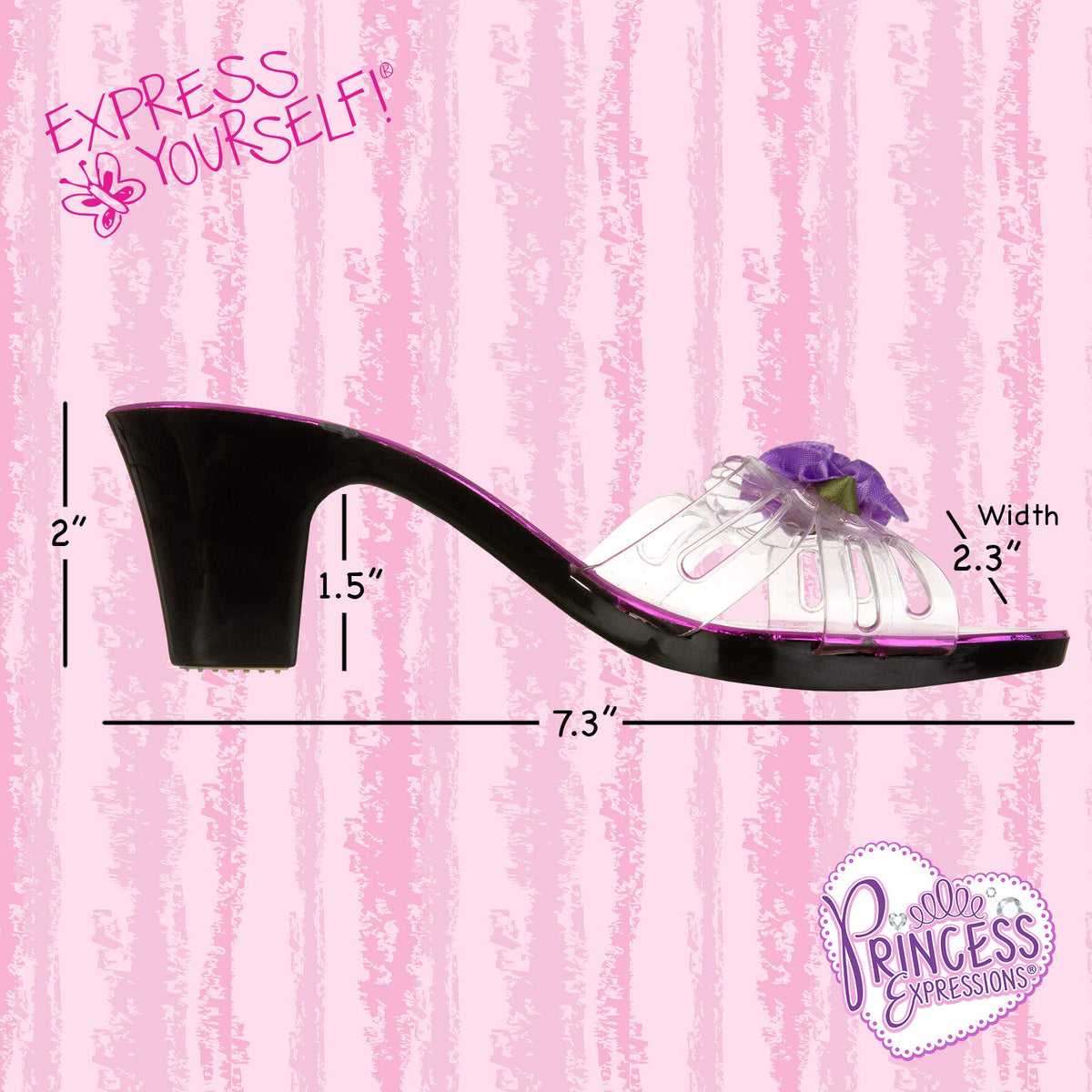 PRINCESS EXPRESSIONS carrying bag open with heels for on-the-go playtime