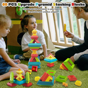 Prinlion Montessori blocks showing colors for STEM-inspired construction in toddlers.