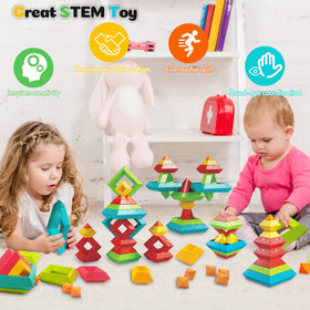 Prinlion toddler blocks supporting hand-eye coordination during stacking and shape-building.