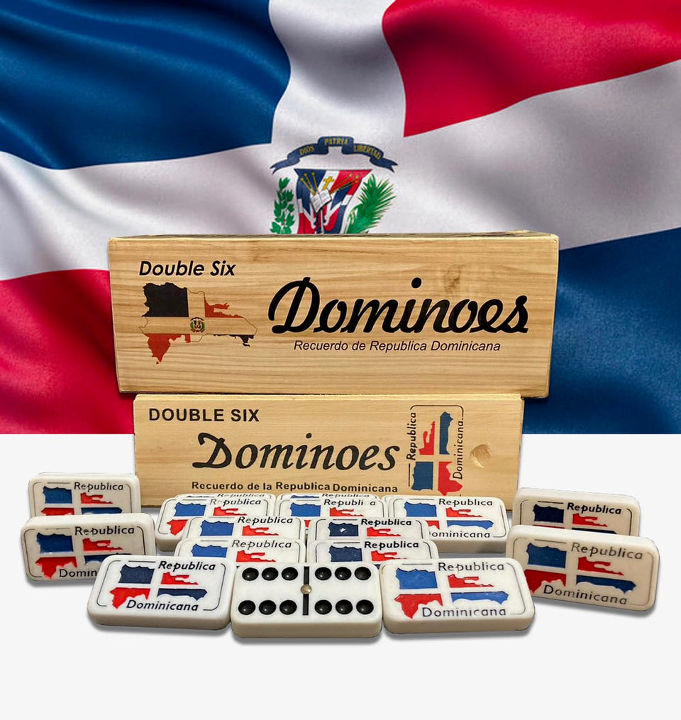 PRK 14 domino tiles with Dominican Republic flag design ready for play