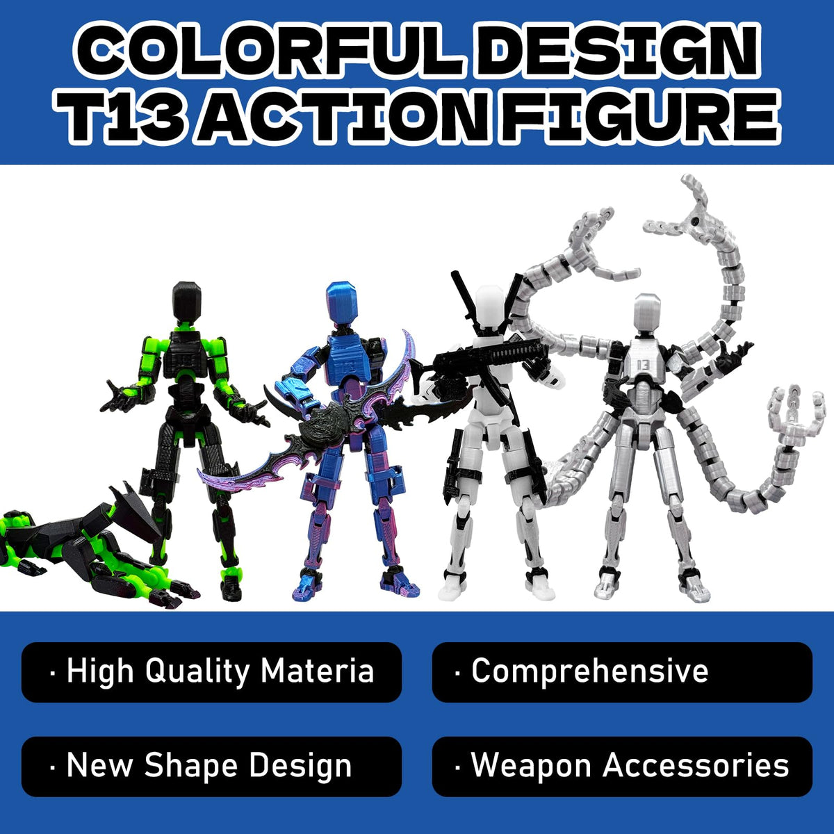 prntedtou T13 figures demonstrate articulation for dramatic posing