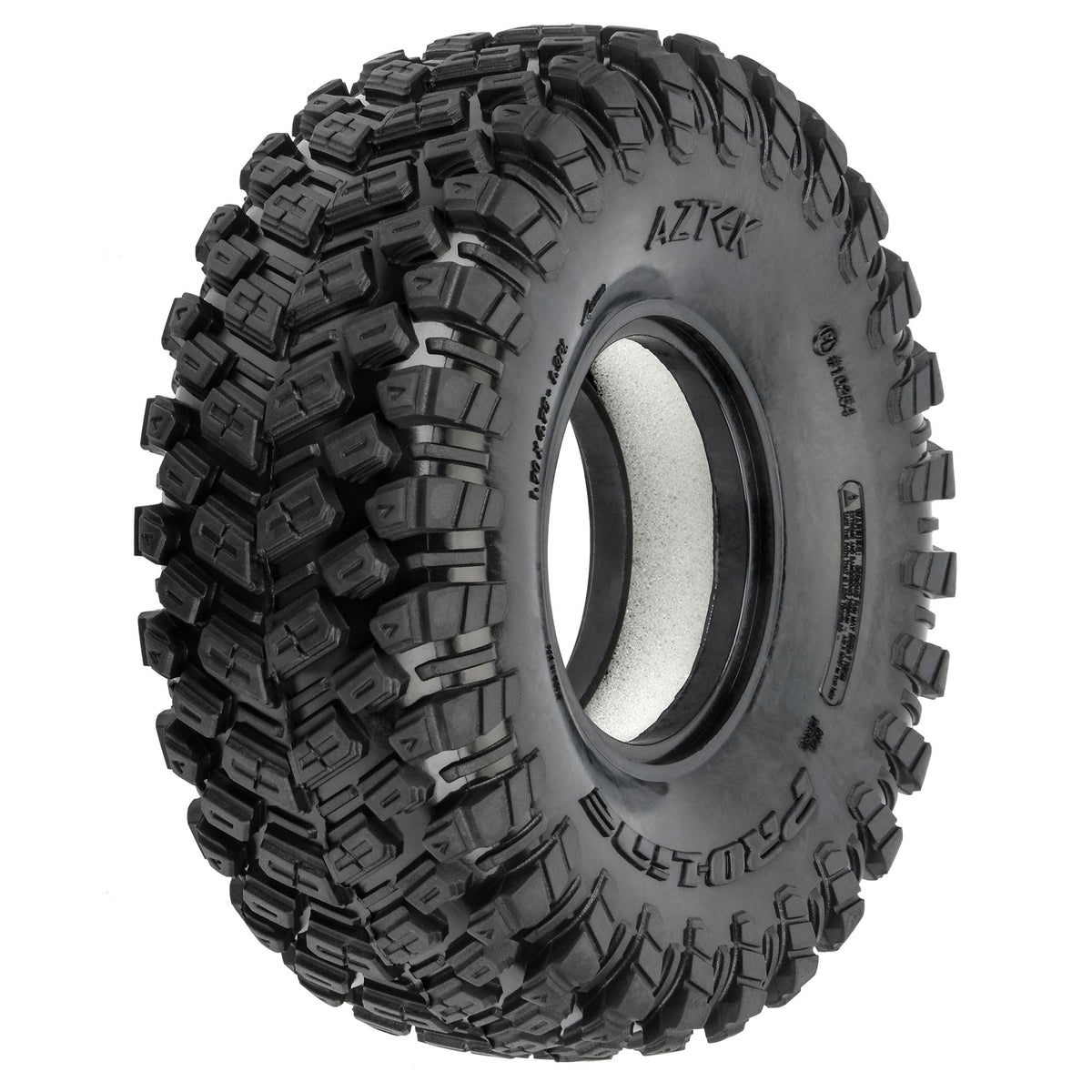 Pro-Line Aztek 1.9 tire tread for strong forward bite on varied terrain.