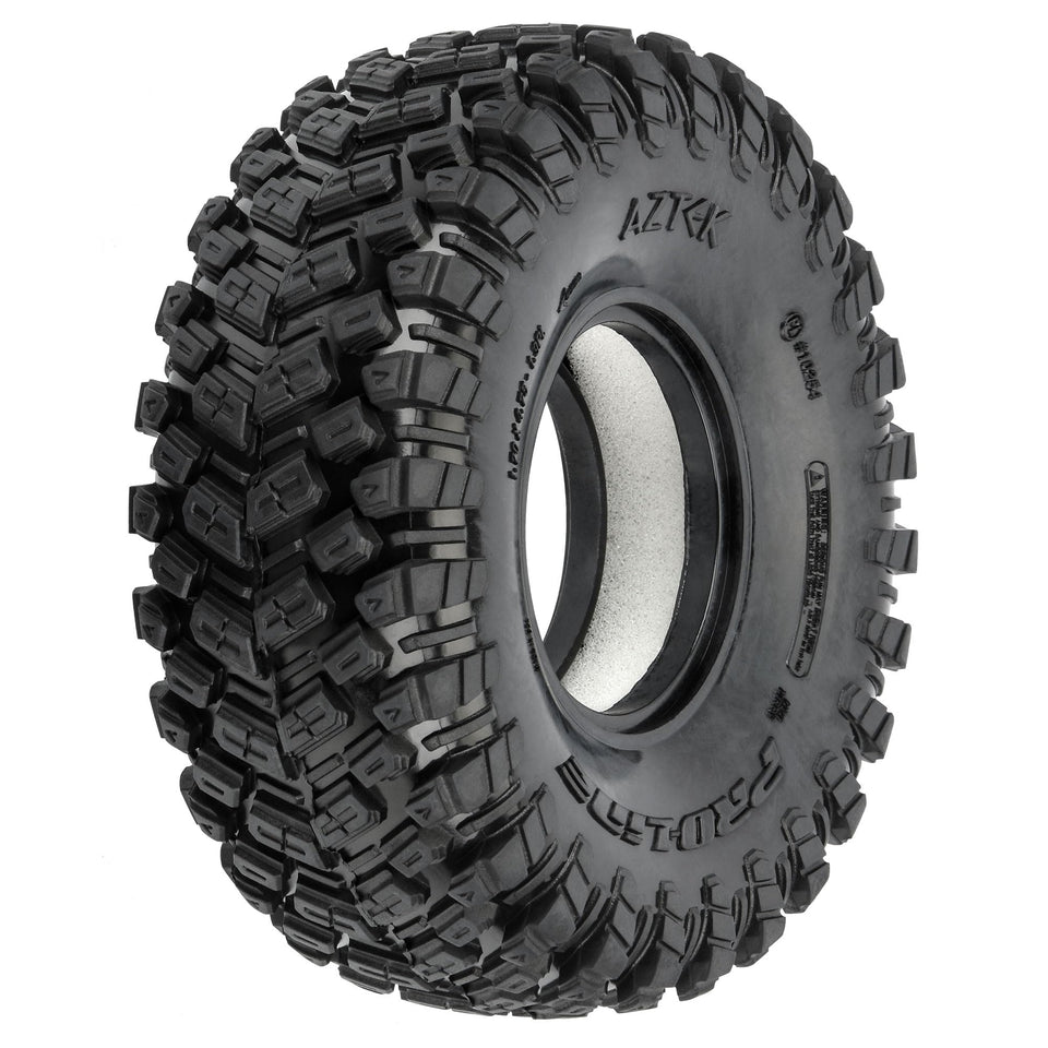 Pro-Line Aztek 1.9 tire tread for strong forward bite on varied terrain.
