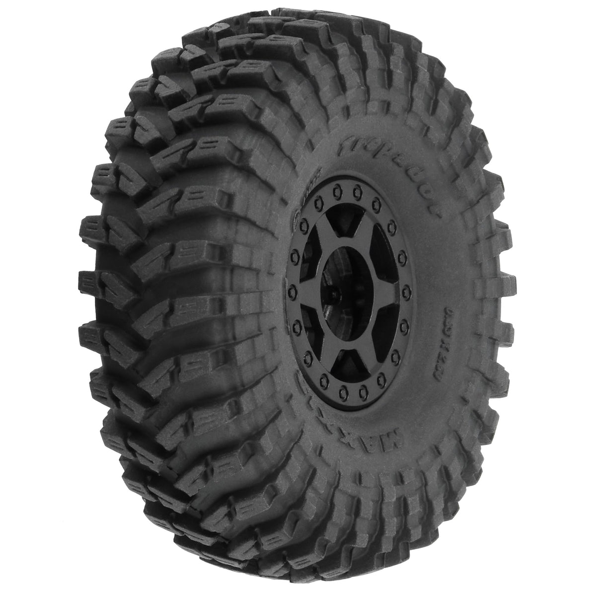Pro-Line Maxxis Trepador 1.0 tire side view improves mini off-road grip.