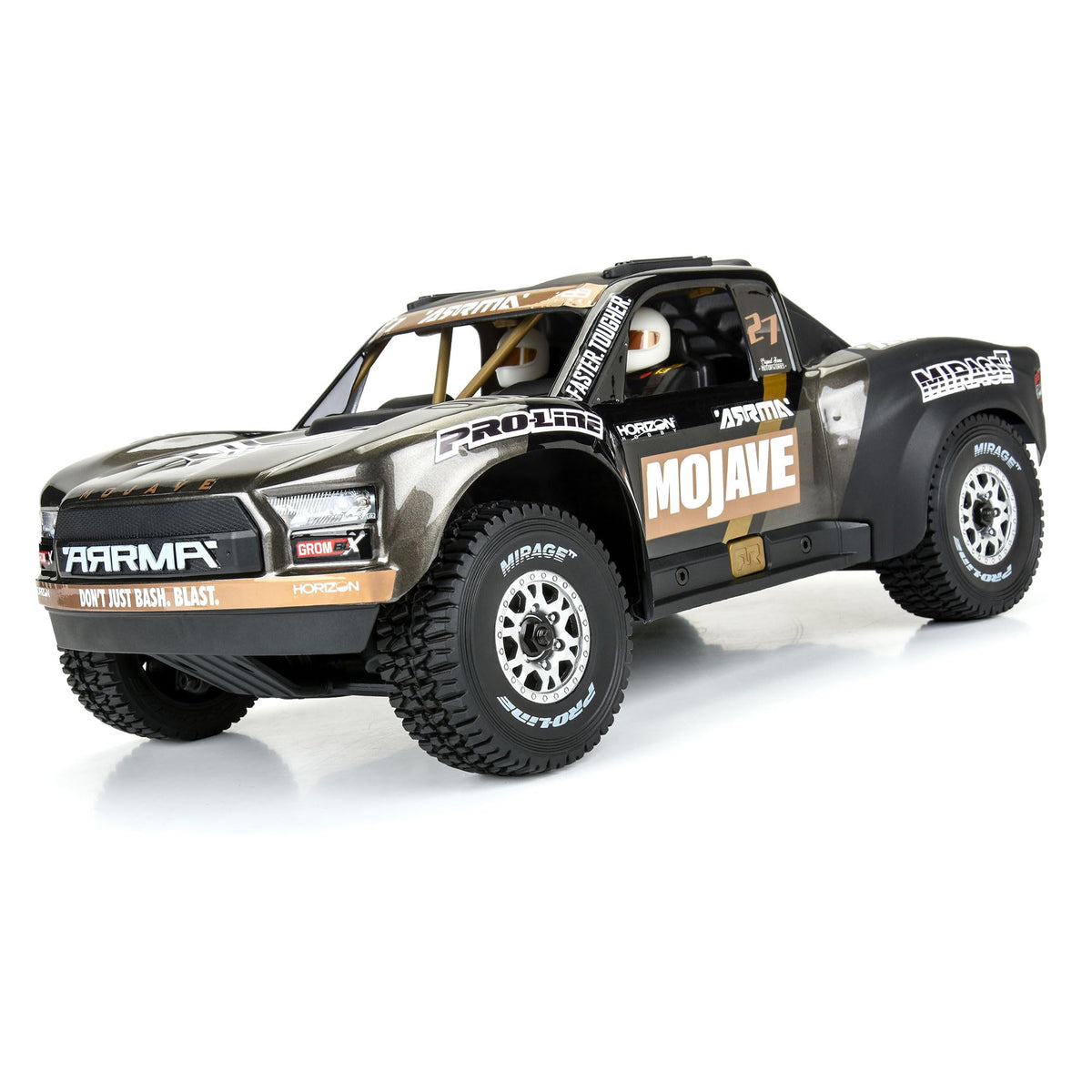 Pro-Line satin silver Impulse wheels complement Mojave GROM for rugged looks