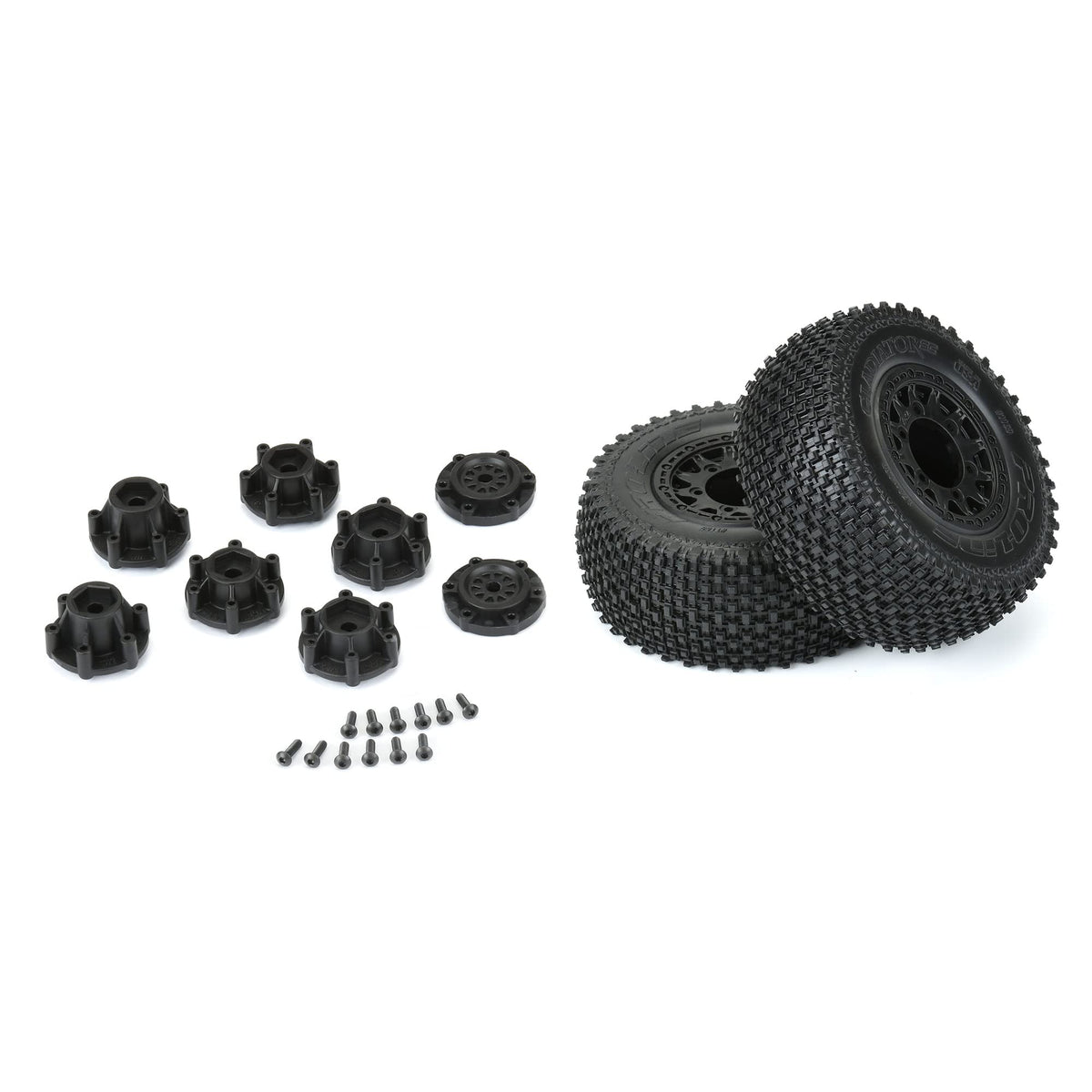 Pro-Line Gladiator tread with step-pin design enhances traction.