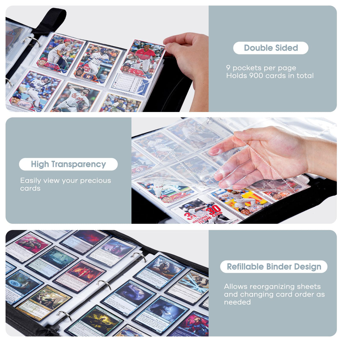 ProCase 900 Pockets Card Binder sturdy PU material resists wear during travel.