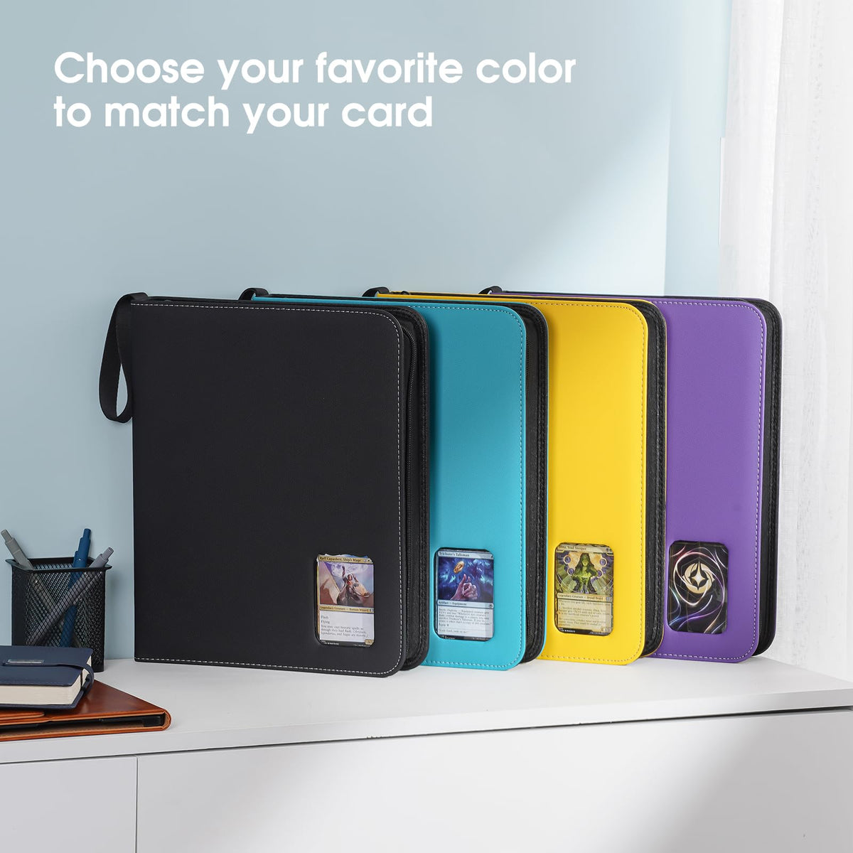 ProCase 900 Pockets Card Binder smooth zipper keeps contents closed.