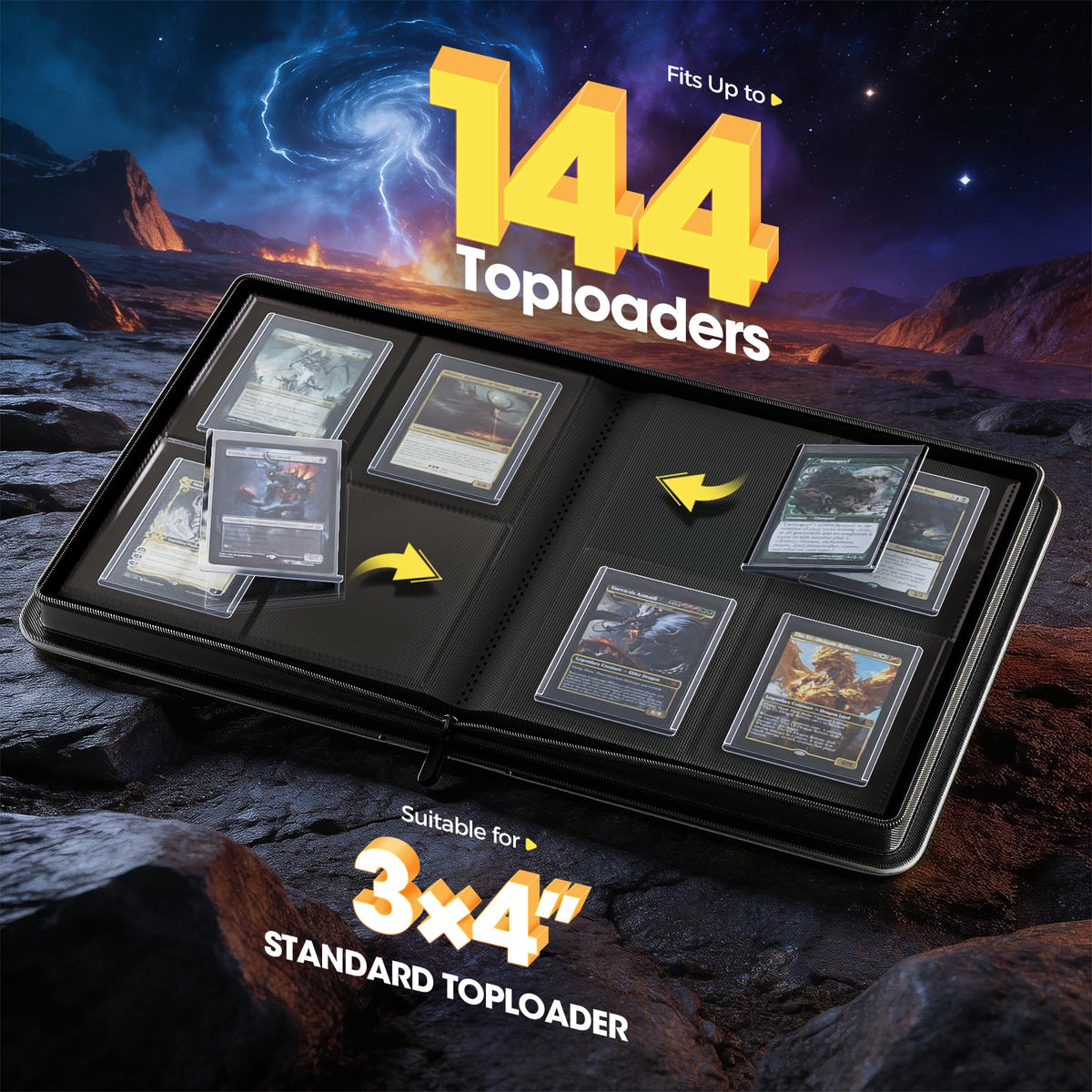 Front display window in the ProCase binder for quick card preview.