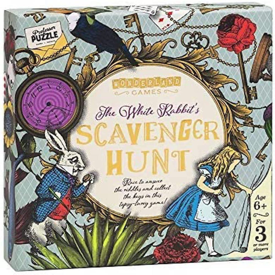Professor Puzzle's The White Rabbit's Scavenger Hunt indoor game boosts family teamwork.