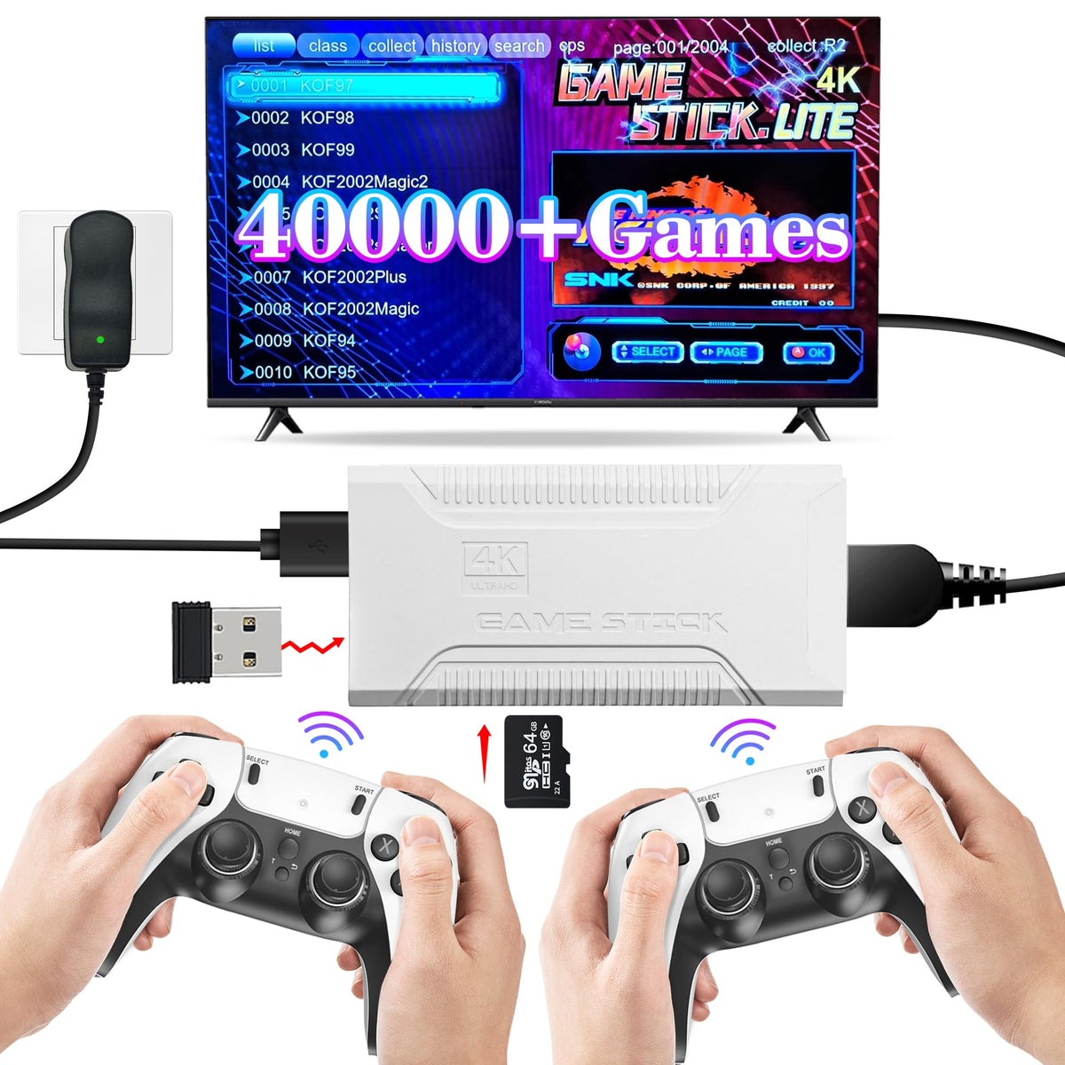 ProGamerX Retro Game Stick front view, compact arcade hub for easy plug-and-play gaming.
