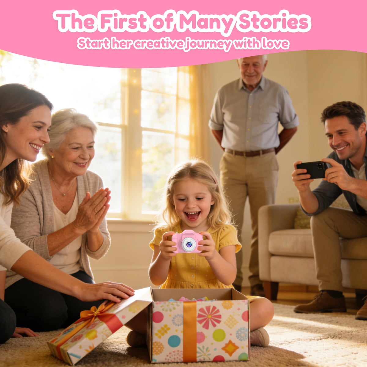 PROGRACE Kids Camera pink compact design suits travel and play