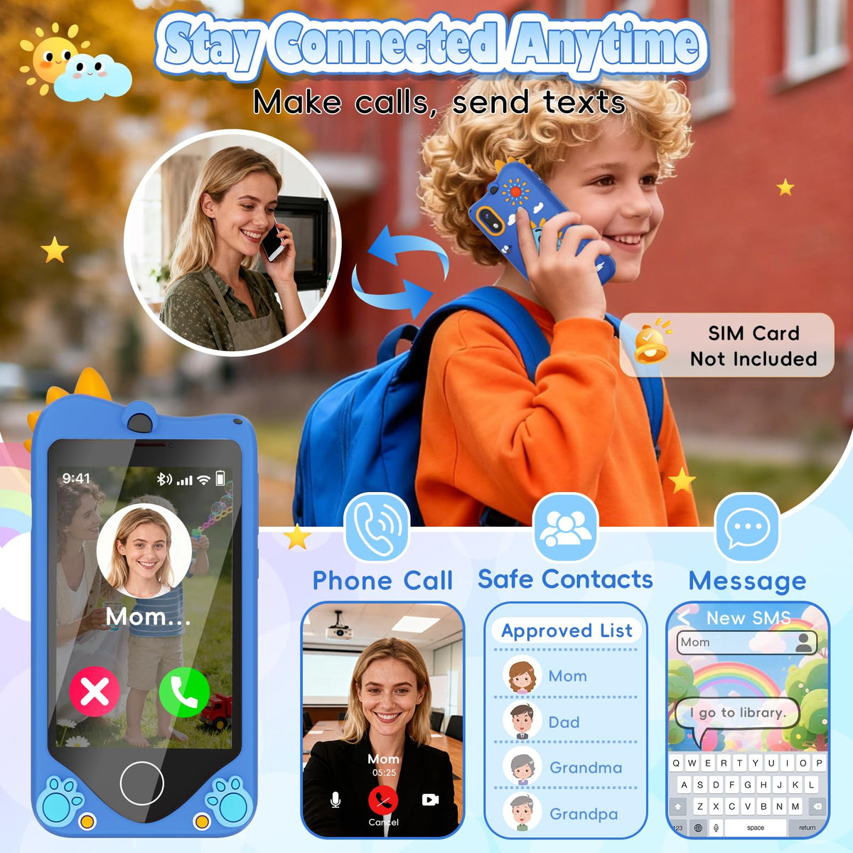 PROGRACE Kids Smart Phone side view highlighting portability for daily use