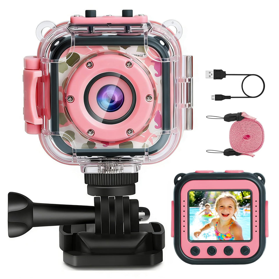 PROGRACE Kids Underwater Camera pool adventure: durable waterproof design for splash friendly memories