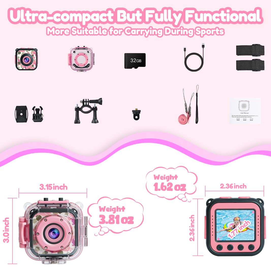 PROGRACE Kids Underwater Camera time lapse burst: capture evolving moments and fast action