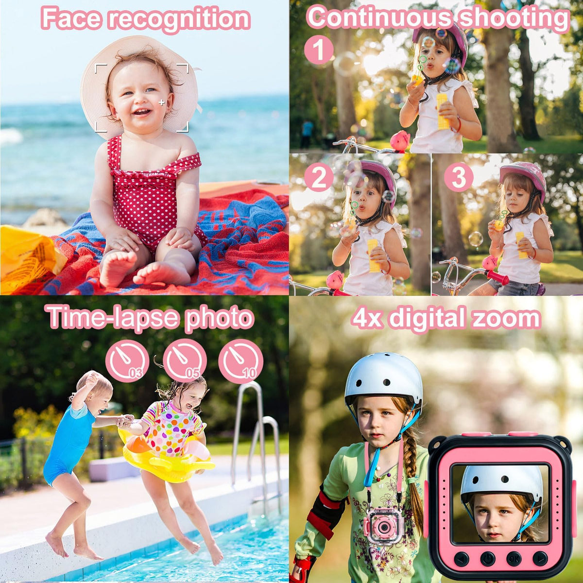PROGRACE Kids Underwater Camera waterproof case: protection up to 100ft for splash days